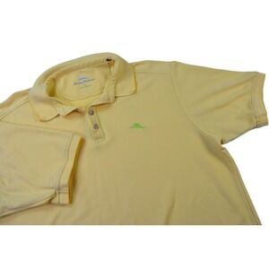 Tommy Bahama Mens XL Yellow Pima Cotton Blend Marlin Logo Polo Shirt